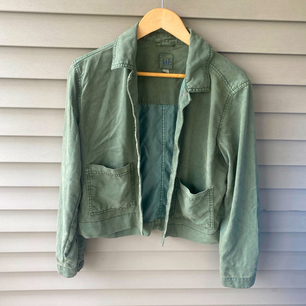 🌈 GAP Green Distressed Utility Jacket - Women’s Size S